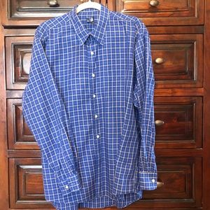 Burberry Button Down Shirt Blue with Yellow Plaid